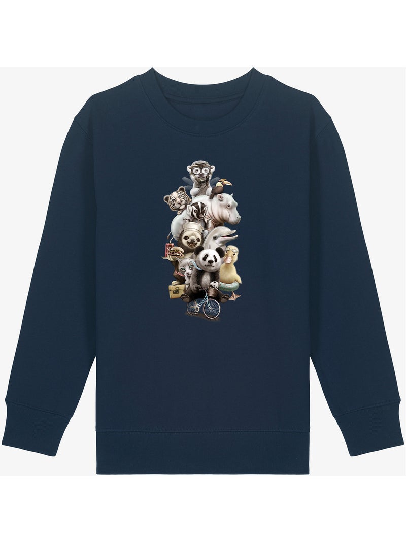 Sweater Kinder ZOO ESCAPE Marineblauw - Kiabi