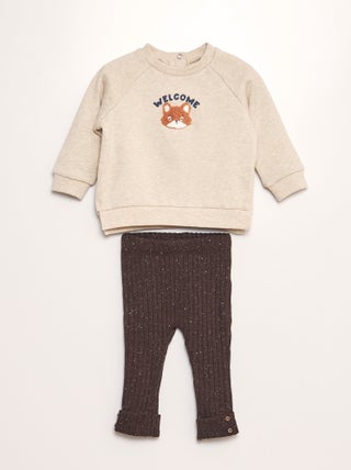 Sweater + legging van gespikkelde stof - 2-delig