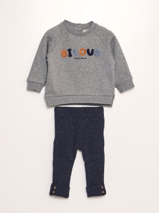 Sweater + legging van gespikkelde stof - 2-delig