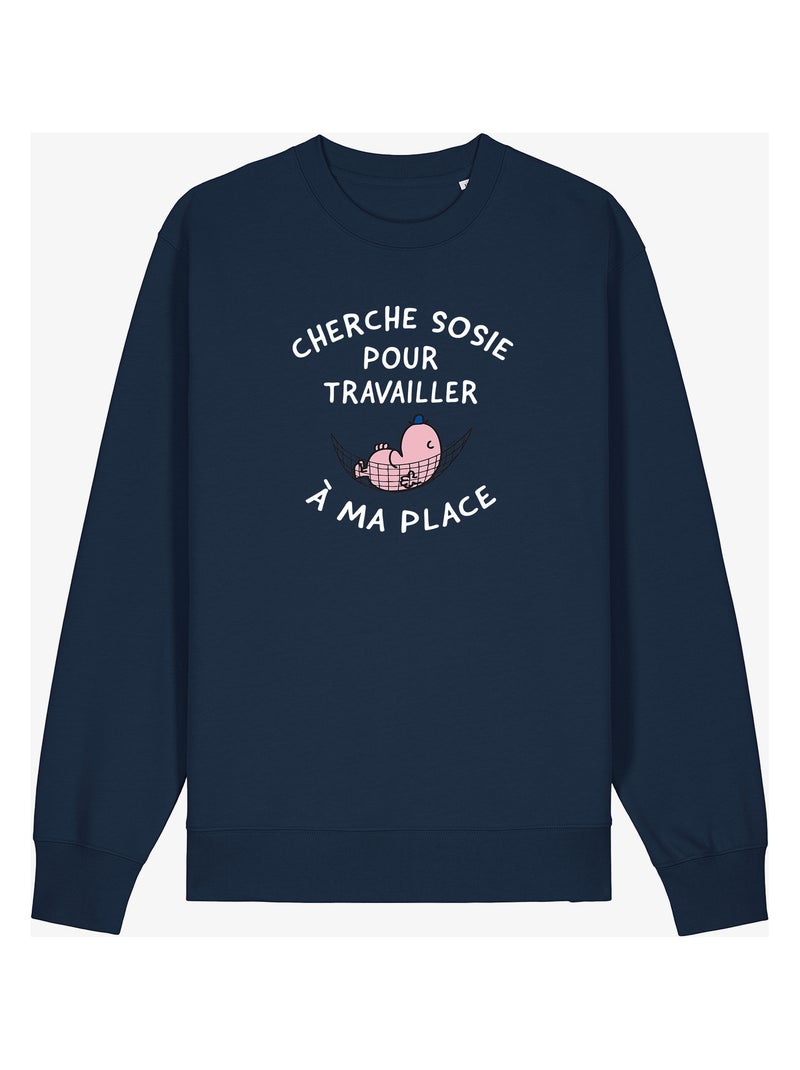Sweater Man - CHERCHE SOSIE POUR TRAVAILLER A MA PLACE Marineblauw - Kiabi