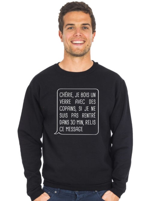 Sweater Man - CHÉRIE, JE BOIS UN VERRE AVEC DES COPAINS - Kiabi