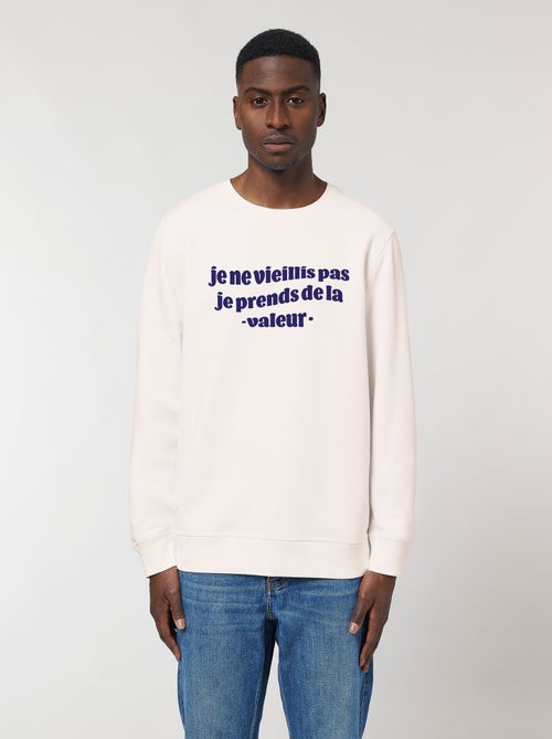 Sweater Man - JE NE VIEILLIS PAS JE PRENDS DE LA VALEUR BLEU - Kiabi Sweater Man - JE NE VIEILLIS PAS JE PRENDS DE LA VALEUR BLEU - Kiabi