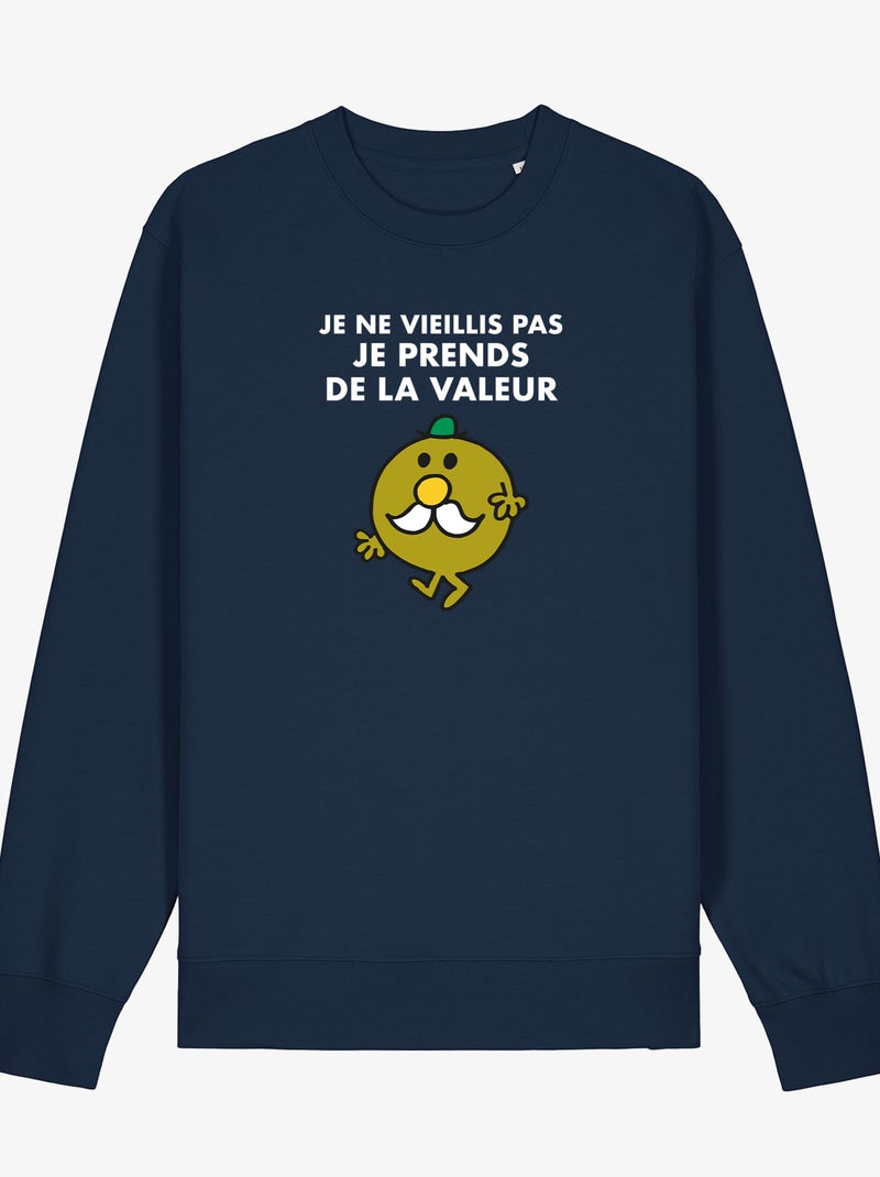 Sweater Man - JE NE VIEILLIS PAS JE PRENDS DE LA VALEUR Marineblauw - Kiabi