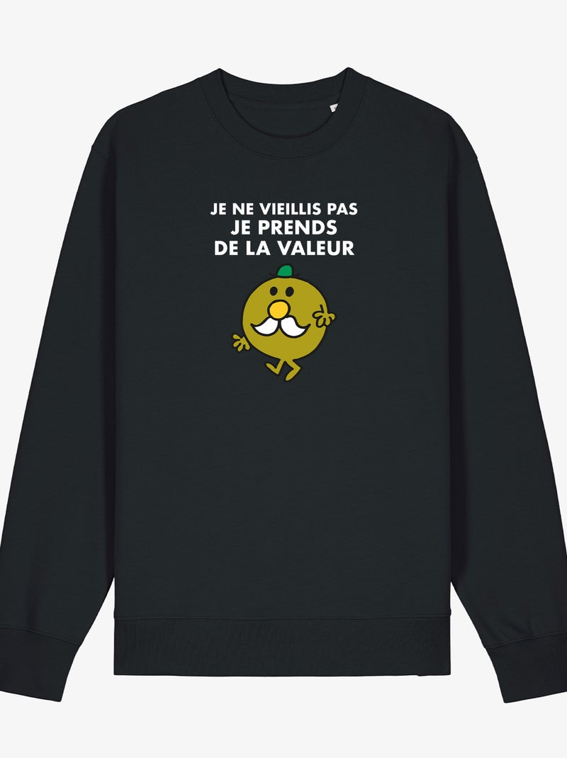 Sweater Man - JE NE VIEILLIS PAS JE PRENDS DE LA VALEUR Zwart - Kiabi