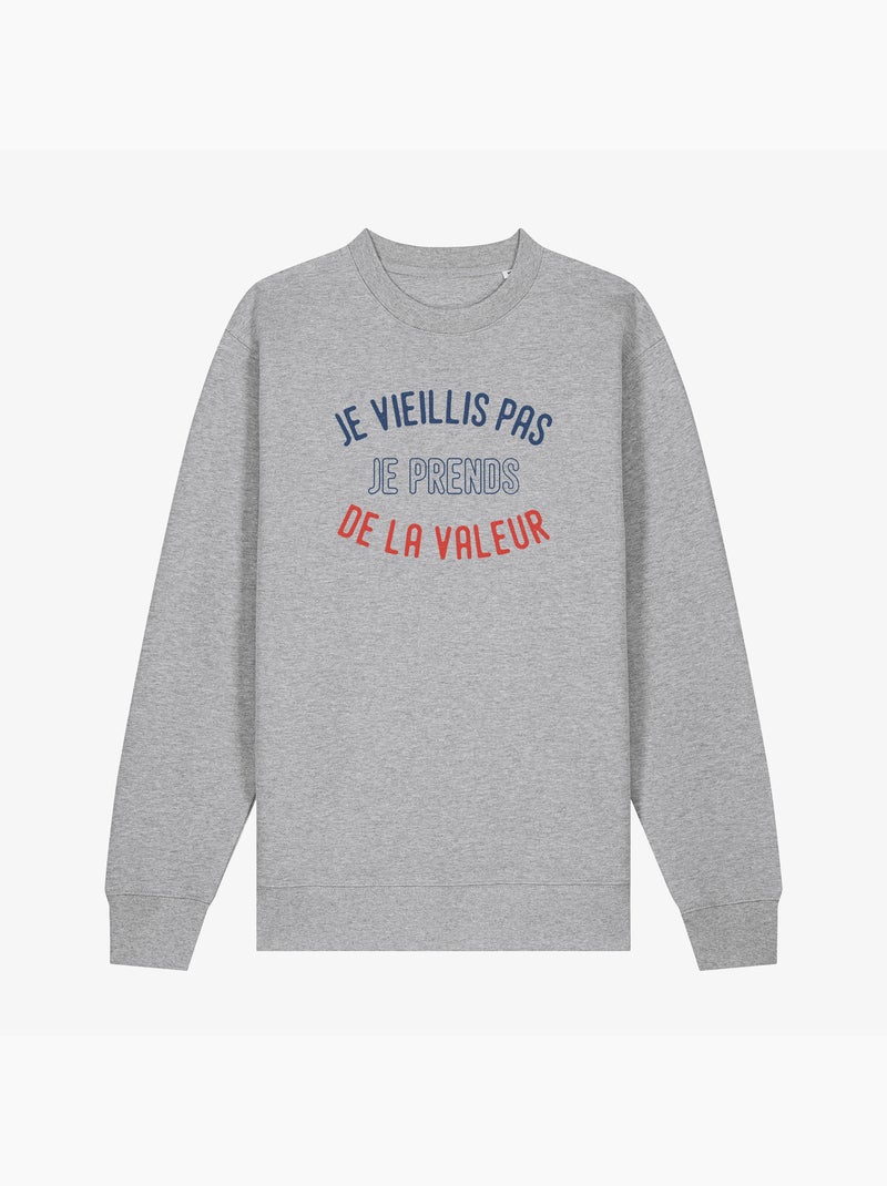 Sweater Man - JE VIEILLIS PAS JE PRENDS DE LA VALEUR ENKR Gemêleerd grijs - Kiabi