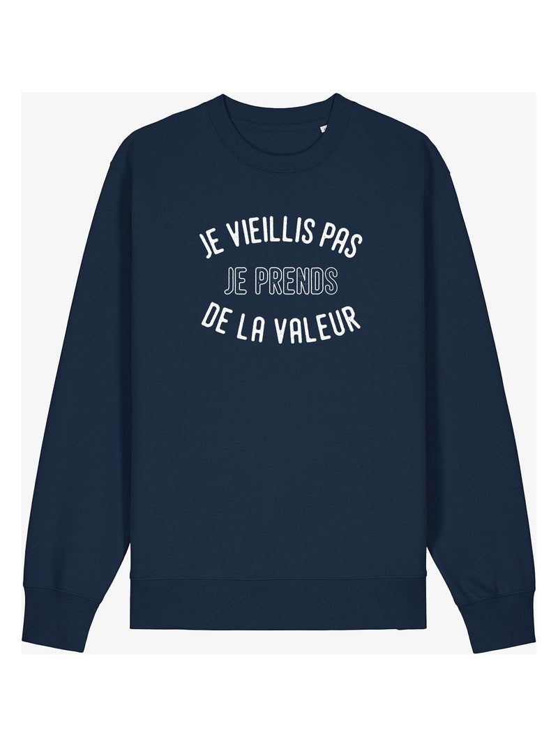 Sweater Man - JE VIEILLIS PAS JE PRENDS DE LA VALEUR ENKR Marineblauw - Kiabi