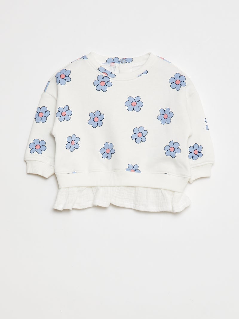 Sweater met 2-in-1-effect onderaan Wit - Kiabi
