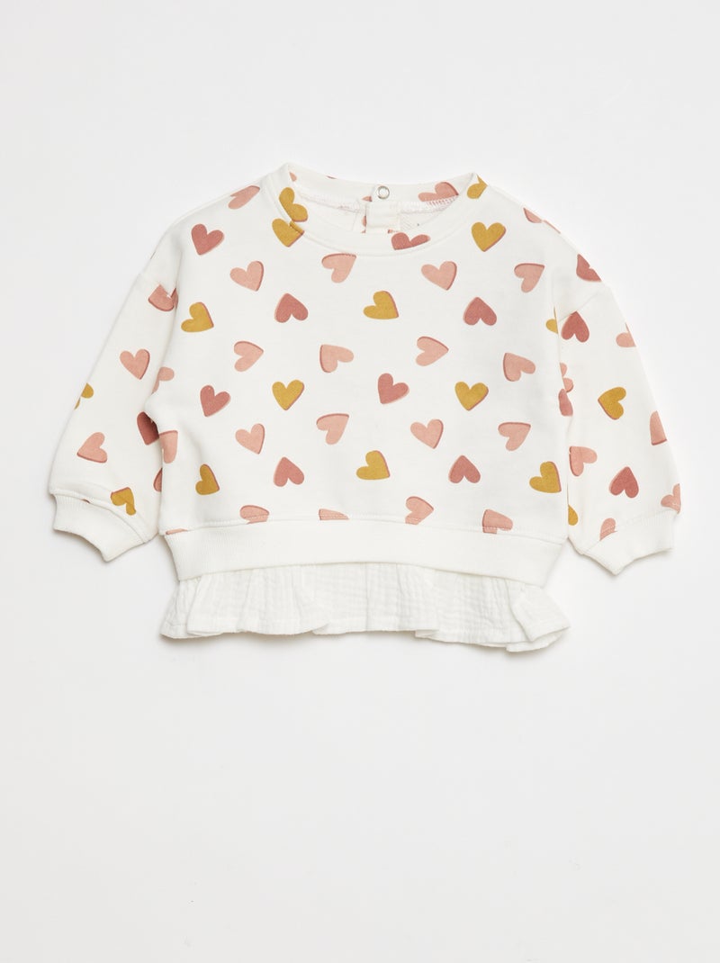 Sweater met 2-in-1-effect onderaan Wit - Kiabi