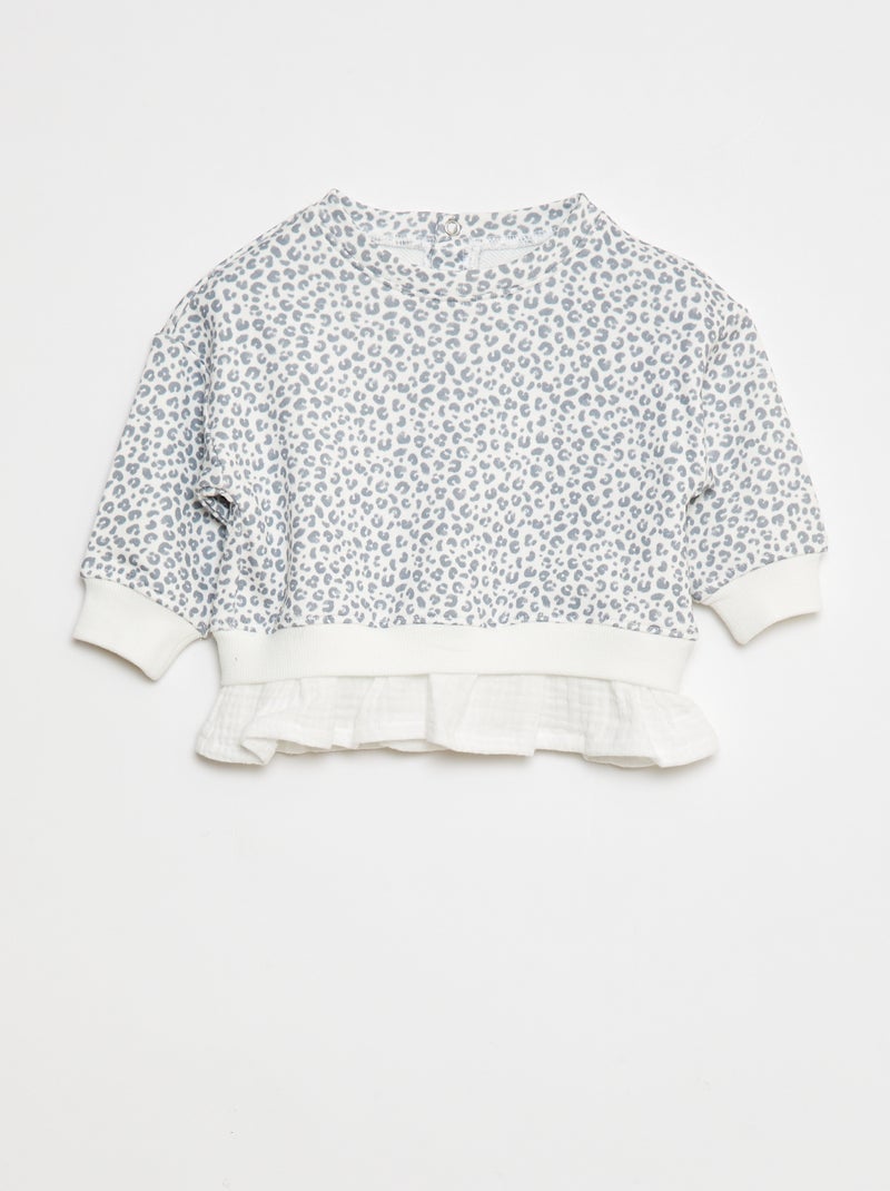 Sweater met 2-in-1-effect onderaan Wit - Kiabi