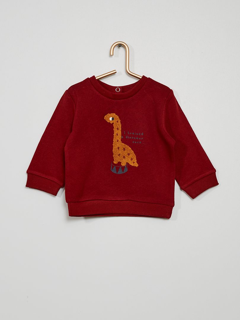 Sweater met badstoffen dinosaurus ROOD - Kiabi
