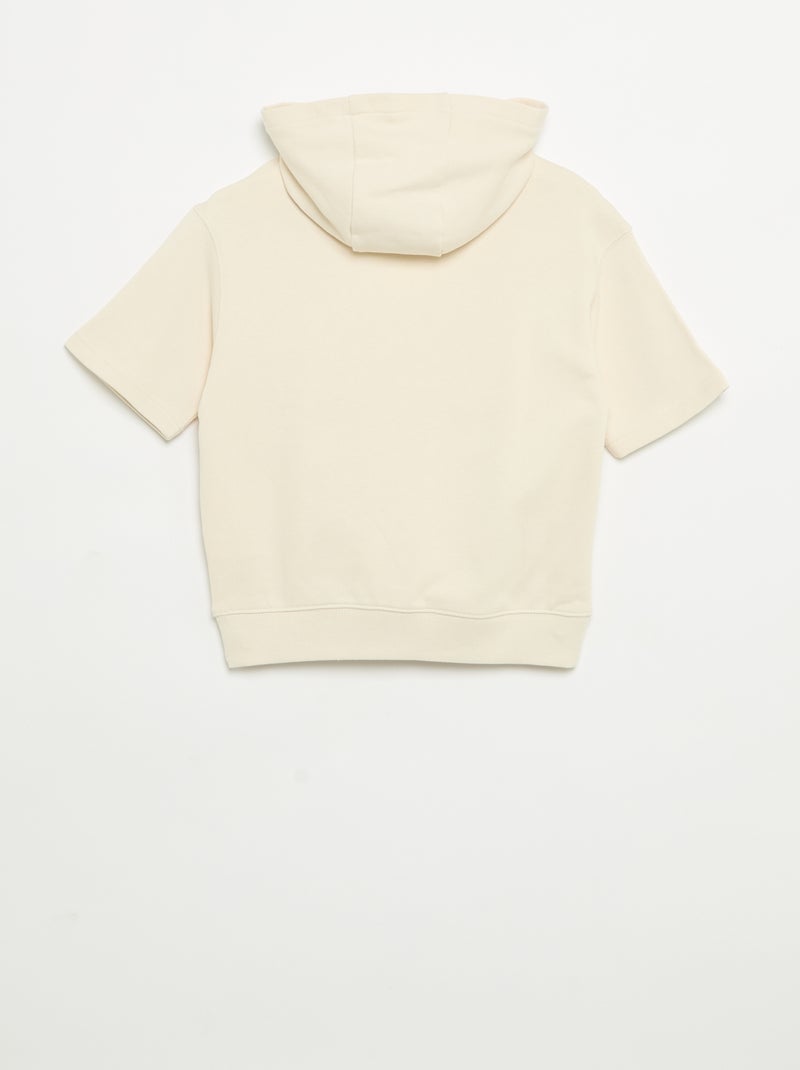 Sweater met capuchon en korte mouwen Ecru - Kiabi