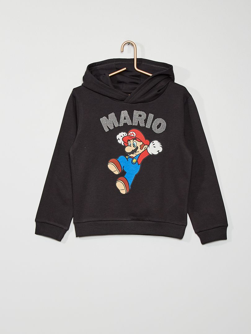 Sweater met capuchon en Mario-print donkergrijs - Kiabi