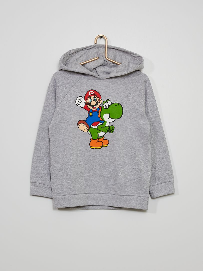 Sweater met capuchon en Mario-print grijs - Kiabi