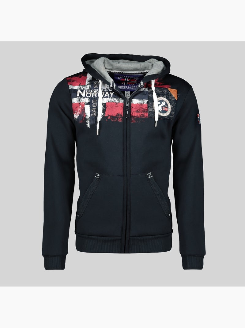 Sweater met capuchon fespote – geographical norway Marineblauw - Kiabi