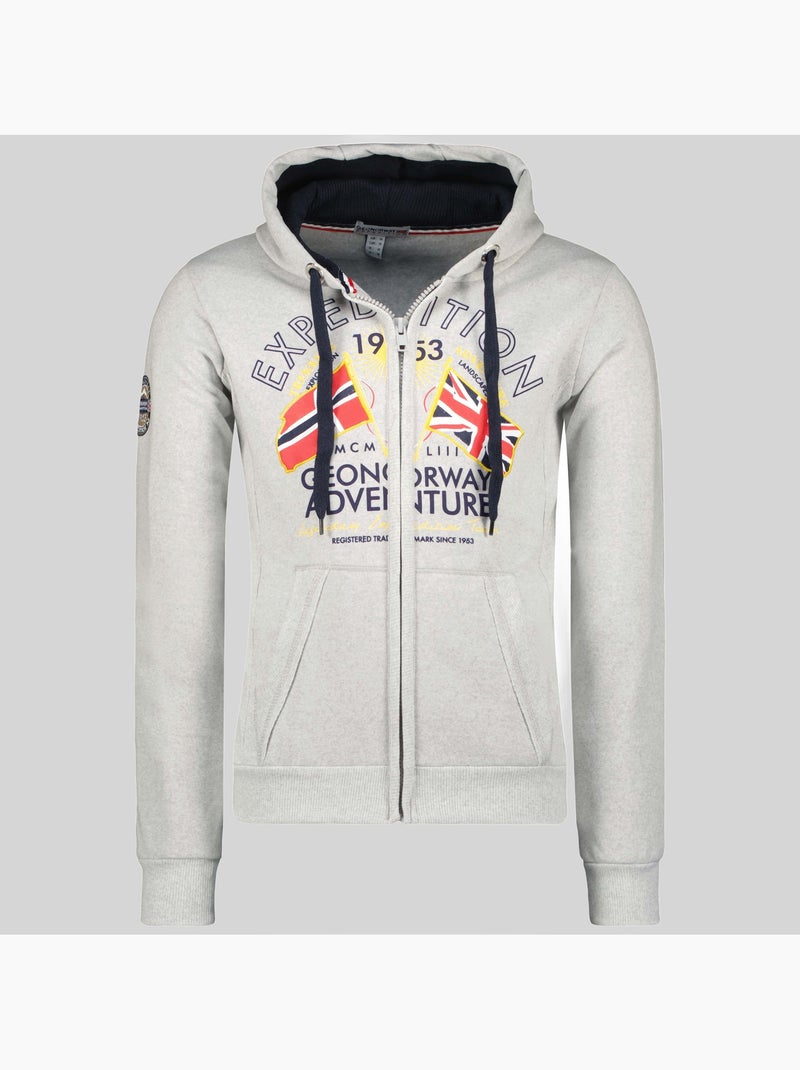 Sweater met capuchon flepto – geographical norway Lichtgrijs - Kiabi