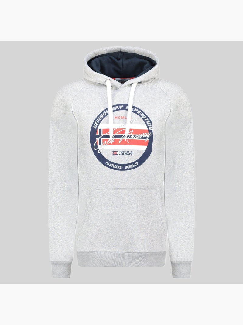 Sweater met capuchon garis – geographical norway Lichtgrijs - Kiabi