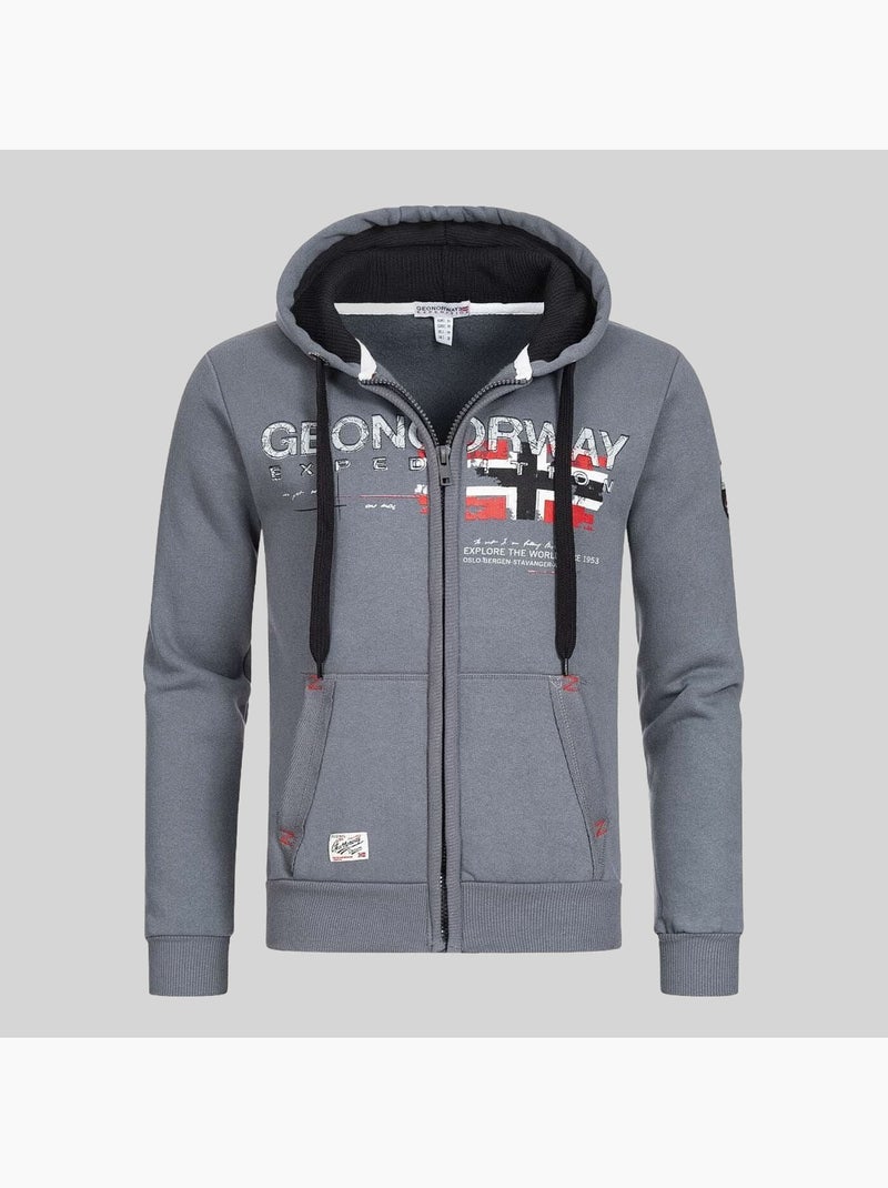 Sweater met capuchon gisland – geographical norway Donkergrijs - Kiabi