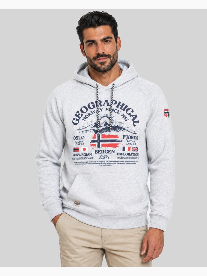Sweater met capuchon gommy – geographical norway Lichtgrijs - Kiabi