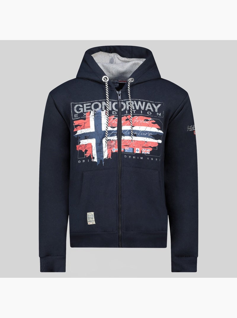 Sweater met capuchon grusty – geographical norway Marineblauw - Kiabi