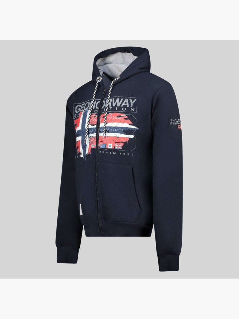 Sweater met capuchon grusty – geographical norway Marineblauw - Kiabi