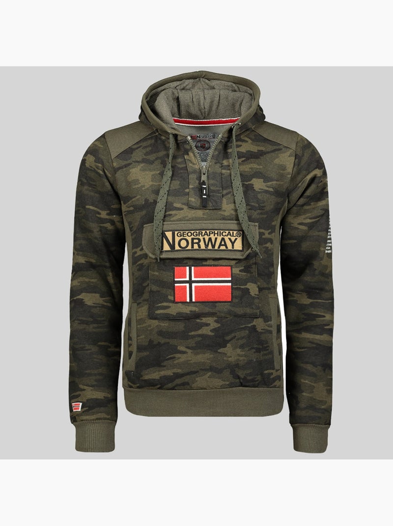 Sweater met capuchon gymclass camo – geographical norway Kakigroen - Kiabi