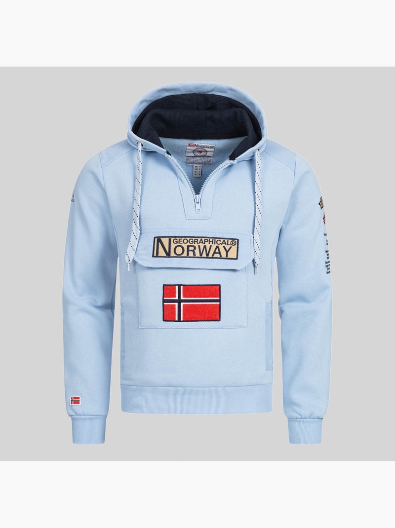 Sweater met capuchon gymclass – geographical norway Petrolblauw - Kiabi