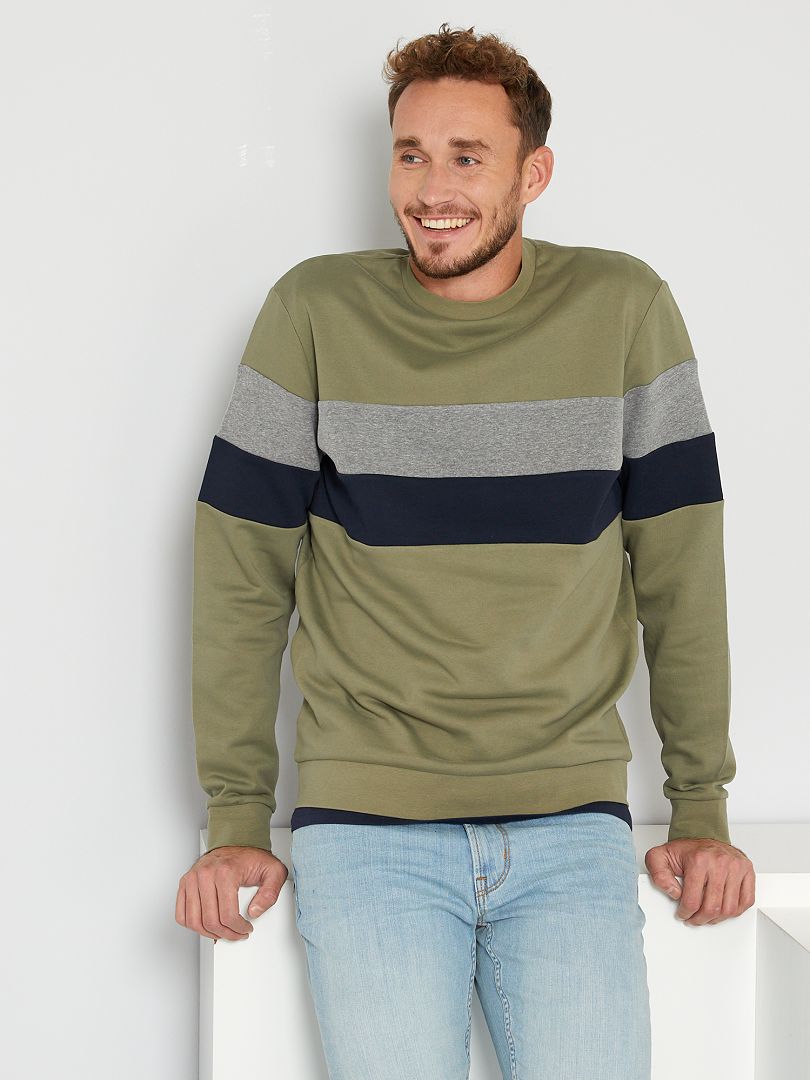 Sweater met color block +1m90 KAKI - Kiabi