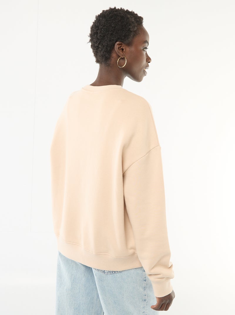 Sweater met fantasie ronde hals Biege - Kiabi