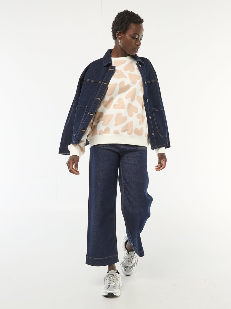 Sweater met fantasie ronde hals Biege - Kiabi