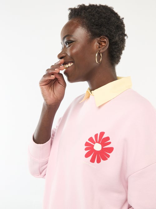 Sweater met fantasie ronde hals - Kiabi