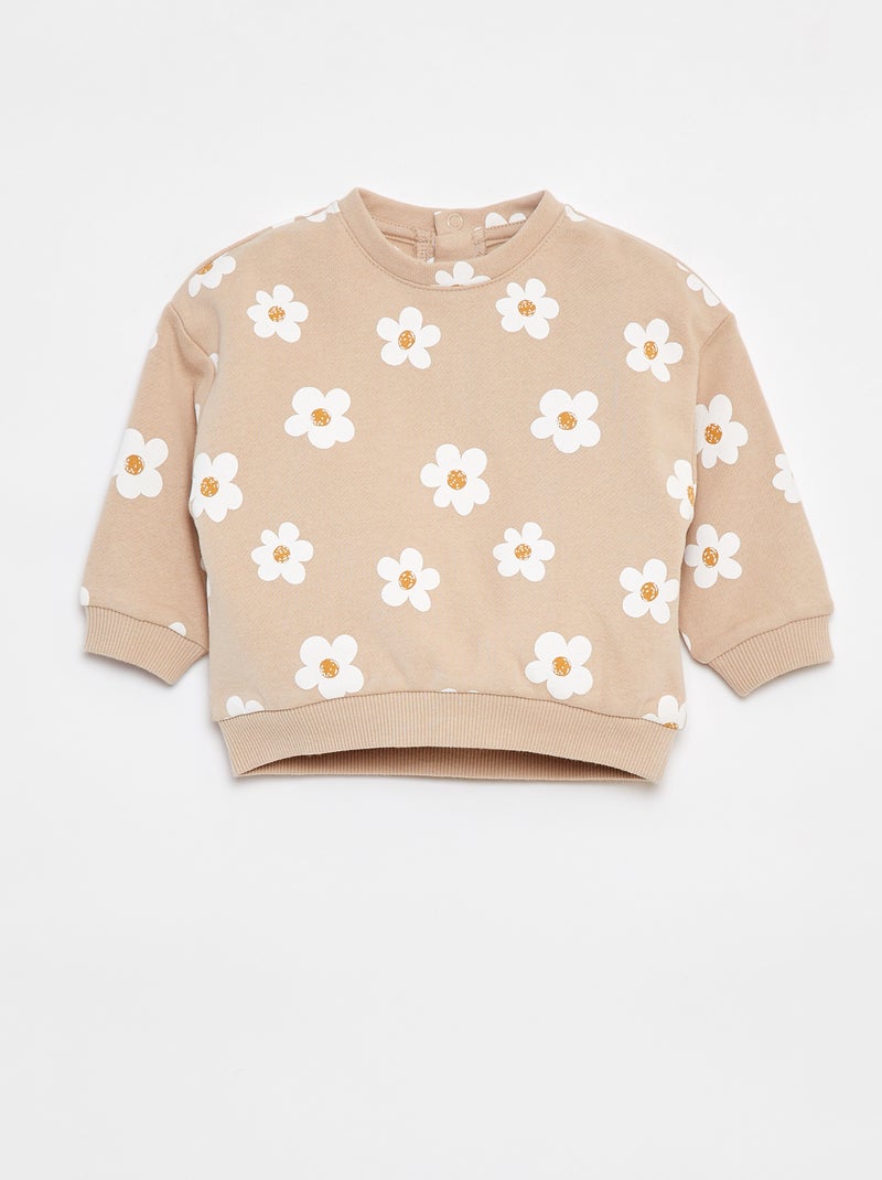 Sweater met fantasieprint Biege - Kiabi