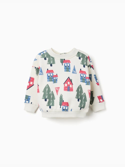Sweater met fleecevoering en huisjesprint - Kiabi Sweater met fleecevoering en huisjesprint - Kiabi