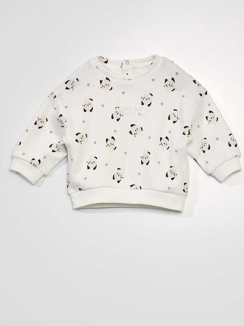 Sweater met geborduurd opschrift WIT - Kiabi