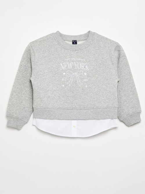 Sweater met geïntegreerde hemdonderkant en borstborduurwerk - Kiabi
