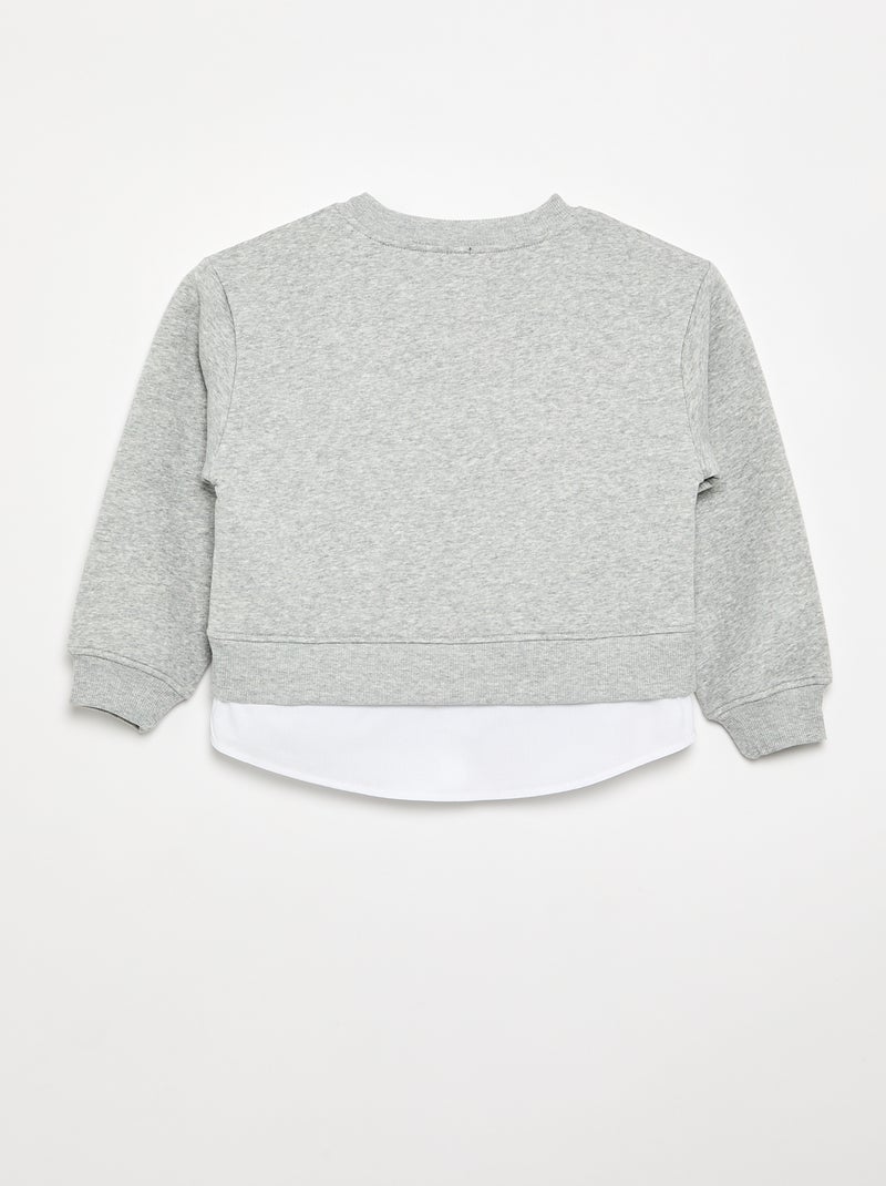 Sweater met geïntegreerde hemdonderkant en borstborduurwerk Grijs - Kiabi