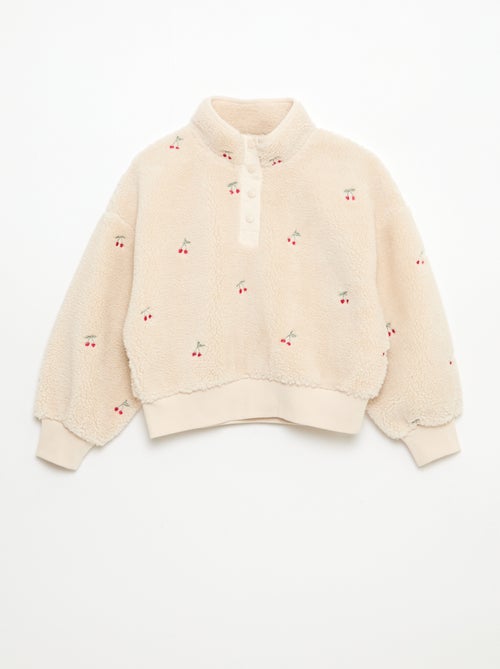 Sweater met imitatieschapenvacht en borduursel - Kiabi