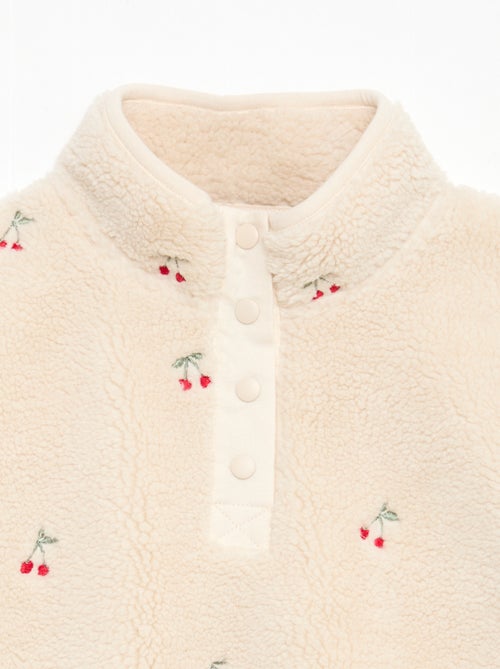 Sweater met imitatieschapenvacht en borduursel - Kiabi