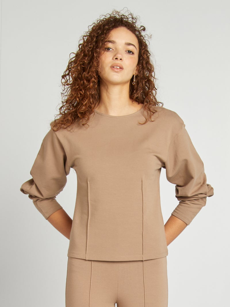 Sweater met lange mouw BIEGE - Kiabi