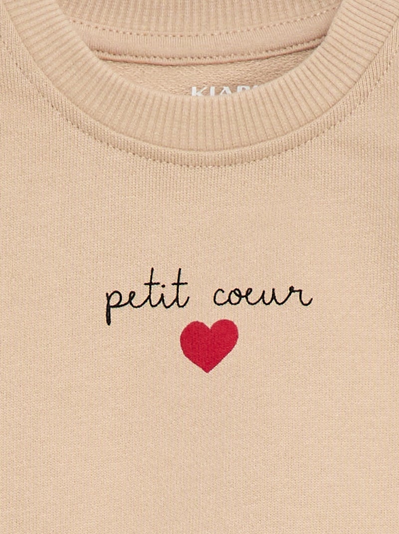 Sweater met lange mouw en print Biege - Kiabi