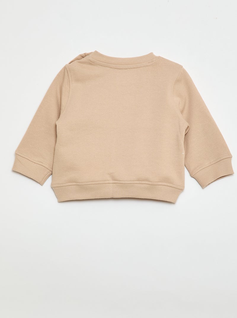 Sweater met lange mouw en print Biege - Kiabi