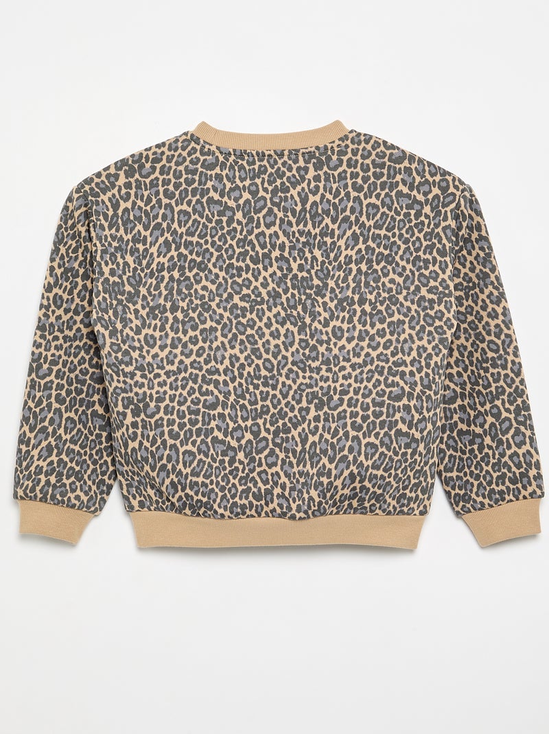 Sweater met lange mouw en print Biege - Kiabi