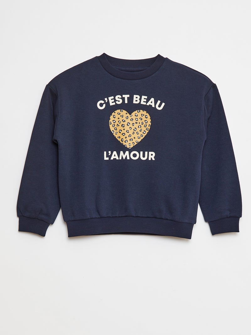 Sweater met lange mouw en print Blauw - Kiabi