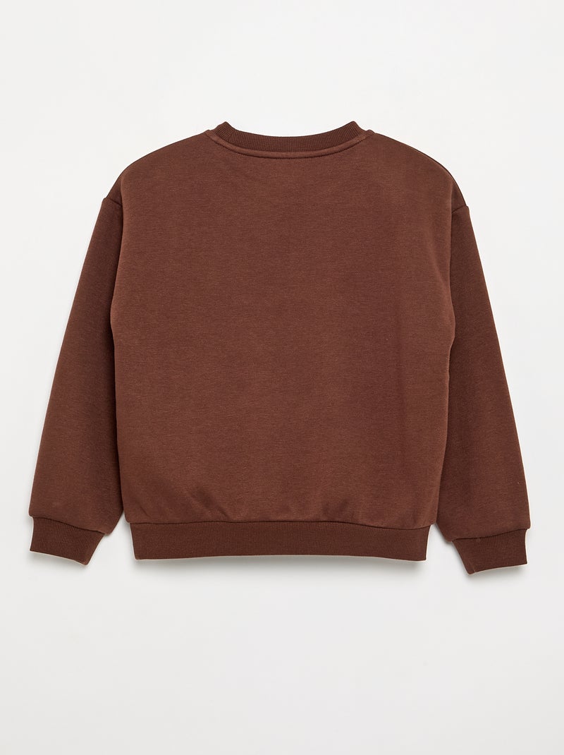 Sweater met lange mouw en print Bruin - Kiabi