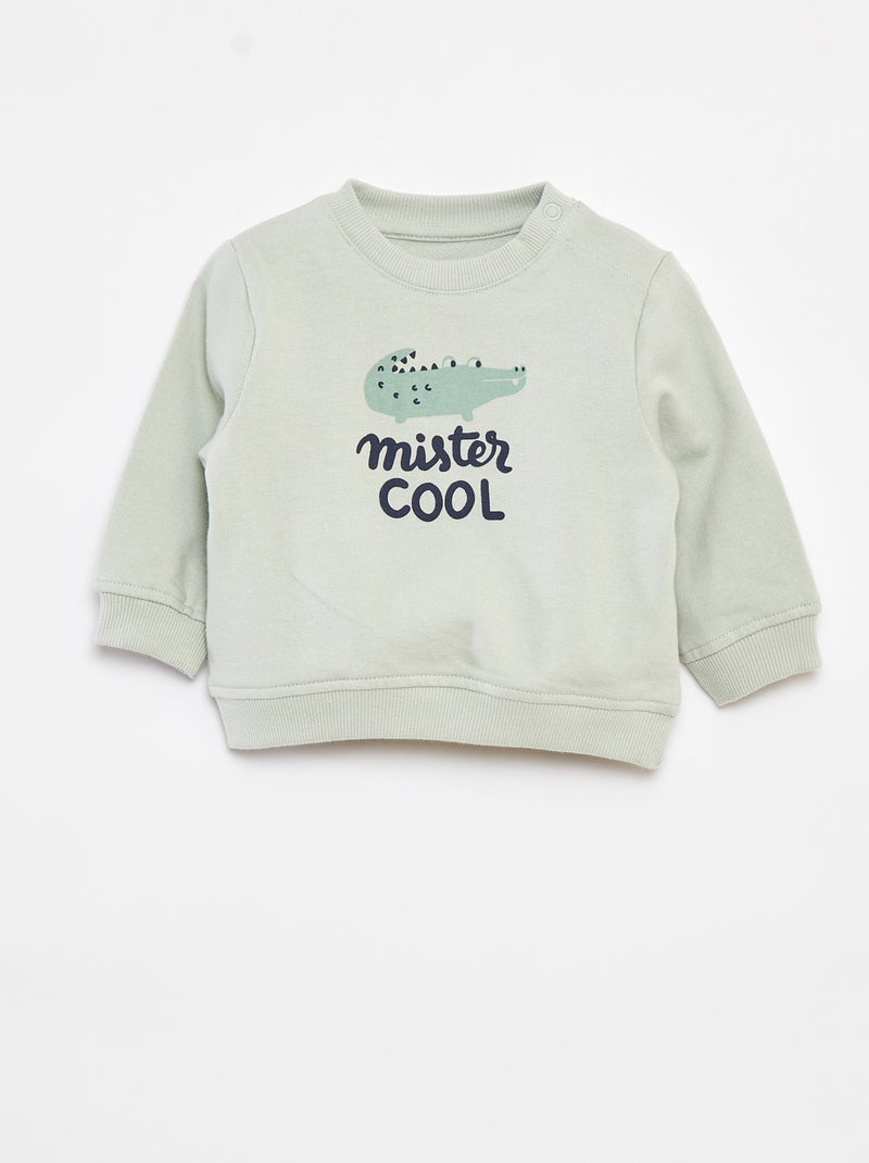 Sweater met lange mouw en print Groen - Kiabi