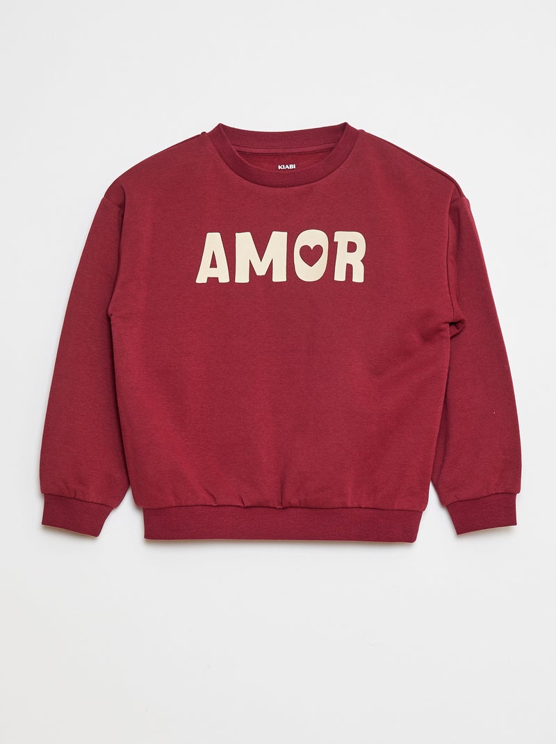 Sweater met lange mouw en print Rood - Kiabi