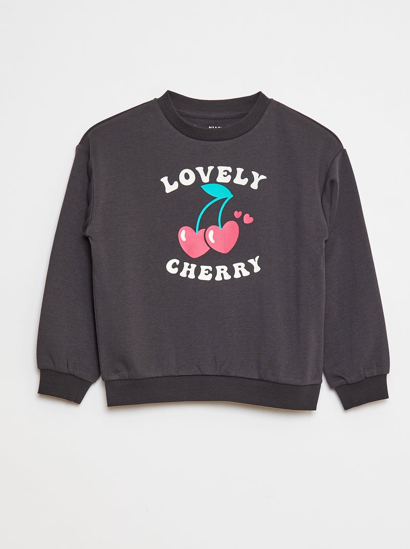 Sweater met lange mouw en print Zwart - Kiabi