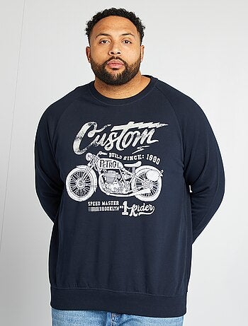Sweater met motorprint van french terry
