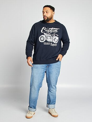 Sweater met motorprint van french terry