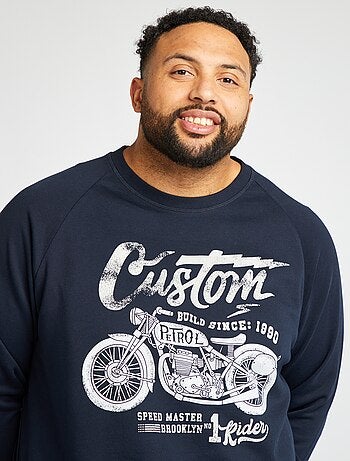 Sweater met motorprint van french terry