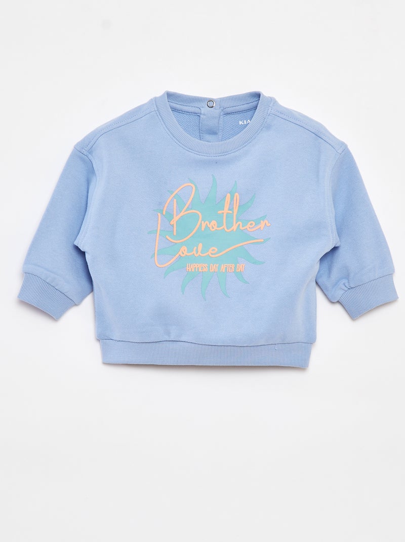 Sweater met opdruk 'Brother' BLAUW - Kiabi